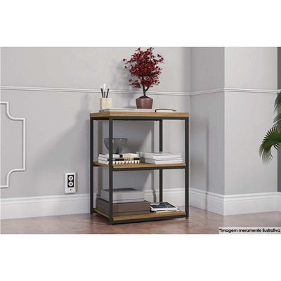 Mesa Lateral p/ Sala Industrial LI004 c/ 3 Prateleiras Freijo/Preto - Kappesberg