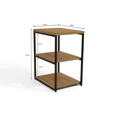 Mesa Lateral p/ Sala Industrial LI004 c/ 3 Prateleiras Freijo/Preto - Kappesberg