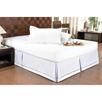 Saia Cama Box Queen Babado Ponto Palito Branco (160x200) - Ortobom