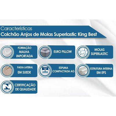 Cama Box Queen: Colchão Molas Anjos Superlastic King Best + Base CRC Suede Clean(158x198)
