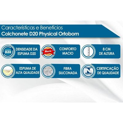 Colchonete Viúva D20 Physical Multiuso Viagem Camping (128x188x8) - Ortobom