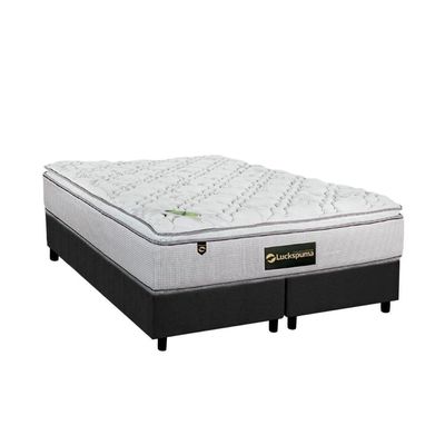 Cama Box Queen: Colchão Molas Bonnel Luckspuma  Trade + Base CRC Suede Gray(158x198)