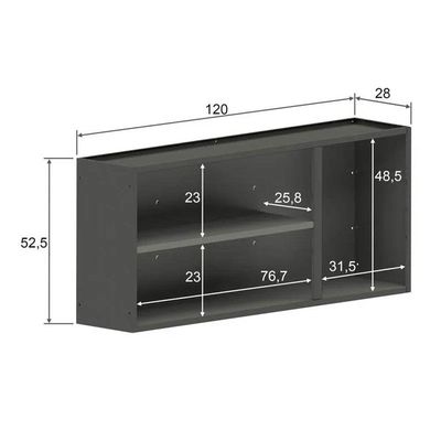 Armário Aéreo p/ Cozinha  Estilo 7008 3 Portas 120cm Cinza/Grafite - Bertolini