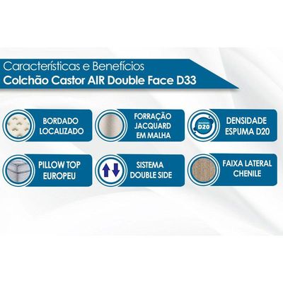 Colchão King Espuma D33  Black White AIR Double Face Euro Pillow  (193x203x27) - Castor