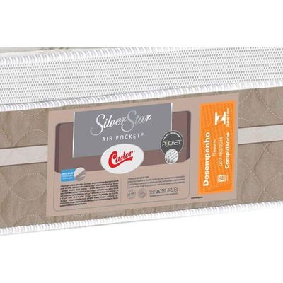 Cama Box Queen: Colchão Molas Castor Pocket Silver Star Air One Face + Base CRC Suede Clean(158x198)