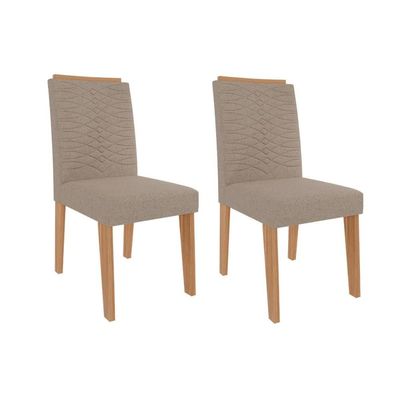 Cadeira Sala de Jantar Clarice Kit 2 Un Nature/Linho Bege - Cimol