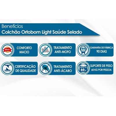 Colchão Solteiro Espuma D23  Light Saúde Liso (88x188x12) - Ortobom