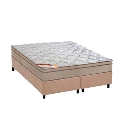 Cama Box Queen: Colchão Molas Bonnel Castor  Revolution + Base CRC Suede Clean(158x198)