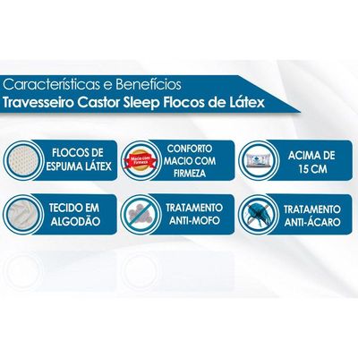 Travesseiro Látex Sleep Flocos  p/Fronha 50x70 (65x45x15) - Castor