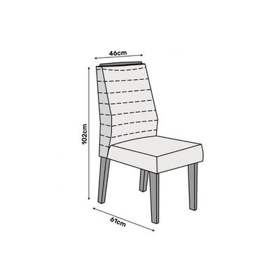 Cadeira Sala de Jantar Ondina Kit 6 Un Freijó/Veludo Lunar - DJ Móveis