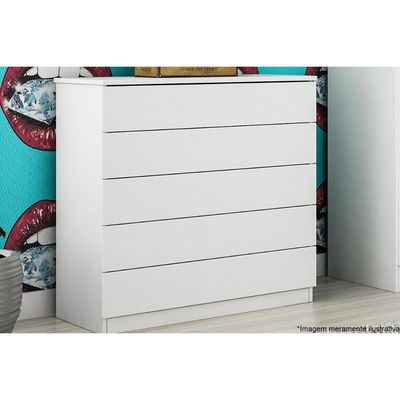 Cômoda de Quarto Premium c/ 5 Gavetas Neve - Tcil Móveis