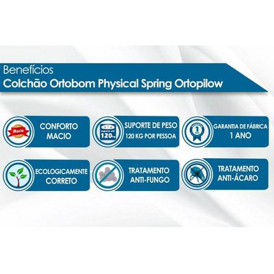Colchão King Molas Bonnel Nanolastic Physical Spring Ortopillow (193x203x23) - Ortobom