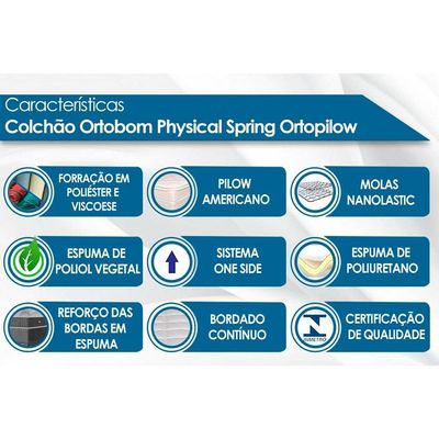 Colchão King Molas Nanolastic  Physical Spring Ortopillow (186x198x23) - Ortobom