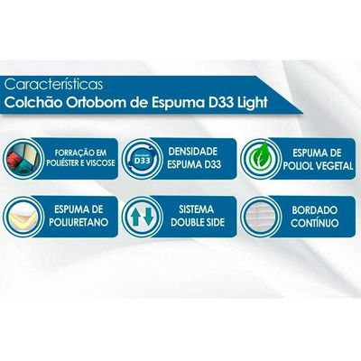 Colchão Solteiro Espuma D33  Light Saúde (78x188x12) - Ortobom