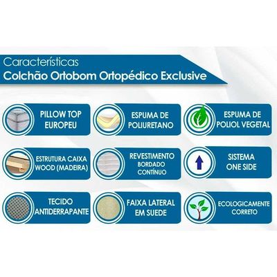 Colchão Casal Ortopédico Wood Exclusive OrtoPillow (138x188x27) - Ortobom