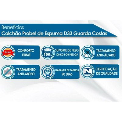 Colchão Casal Espuma D33  Guarda Costas Brown (138x188x20) - Probel