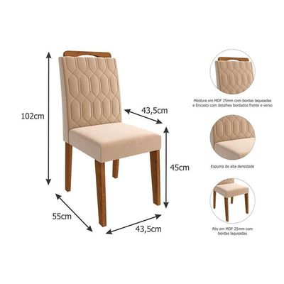 Kit 2 Cadeiras Sala Jantar Paola  2 Un Nature/Suede Chumbo - Cimol