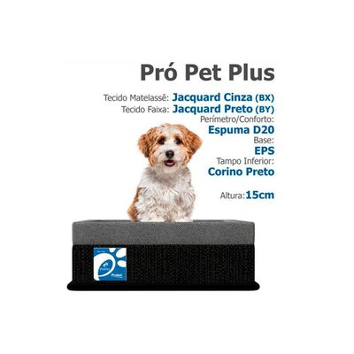 Cama box PET Cachorro / Gato Pequeno PróPet Plus Cinza/Preto (45x55x15) - Probel