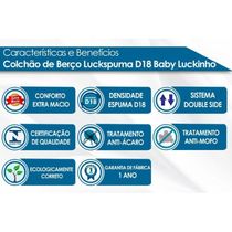 Colchão Infantil D18 Baby Luckinho Pró Saúde (70x130x12) - Luckspuma