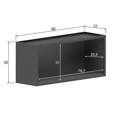Armário Aéreo p/ Cozinha  Estilo 7004 c/ 2 Portas 80cm Cinza/Grafite - Bertolini