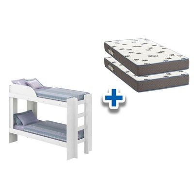 Colchão D33 Ortobom (2un) + Beliche Bia Branco
