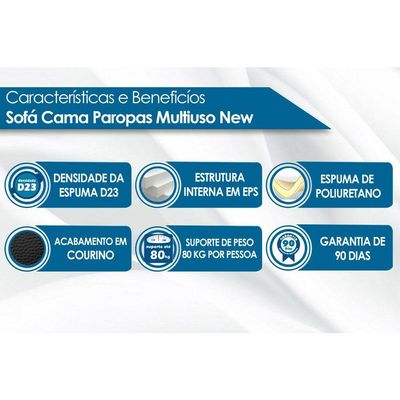 Sofá Cama Solteiro New Extra Suede Marrom - Paropas