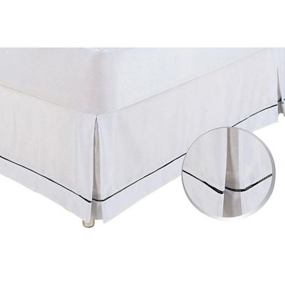 Saia Cama Box Solteiro Babado Ponto Palito Branco (90x190) - Ortobom