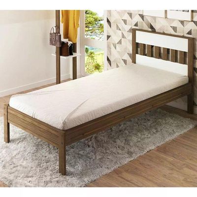 Cama Solteiro Com Auxiliar Cm8006 Cm8008 Qt8 Nogal Branco Tecno Mobili Nogal Branco