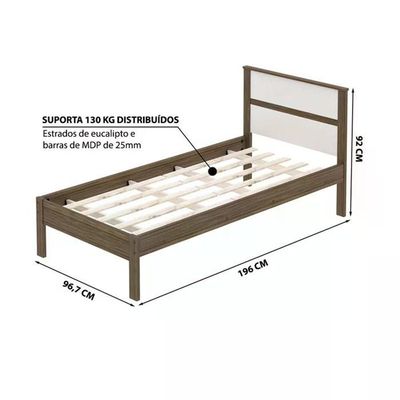 Cama Solteiro Com Auxiliar Cm8004 Cm8008 Qt7 Nogal Branco Tecno Mobili Nogal Branco