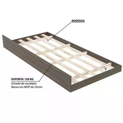 Cama Solteiro Com Auxiliar Cm8004 Cm8008 Qt7 Nogal Branco Tecno Mobili Nogal Branco