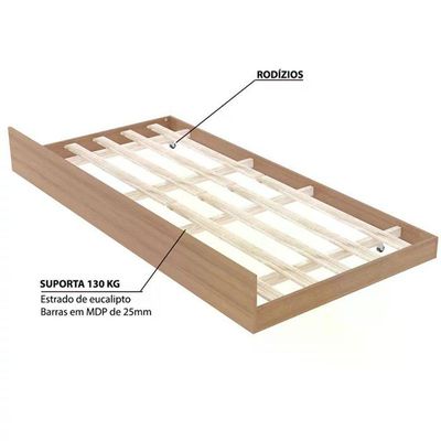 Cama Solteiro Com Auxiliar Cm8004 Cm8008 Qt7 Amendoa Branco Tecno Mobili Amendoa Branco