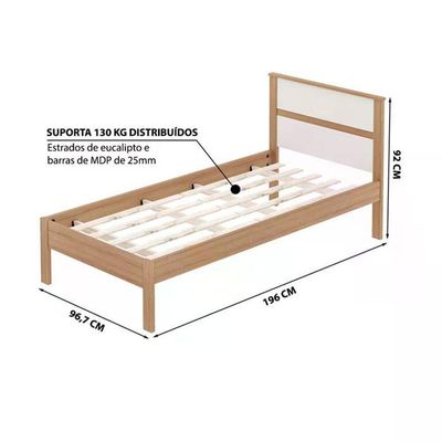 Cama Solteiro Com Auxiliar Cm8004 Cm8008 Qt7 Amendoa Branco Tecno Mobili Amendoa Branco
