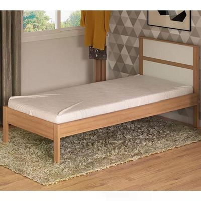 Cama Solteiro Com Auxiliar Cm8004 Cm8008 Qt7 Amendoa Branco Tecno Mobili Amendoa Branco