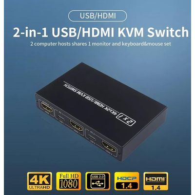 Chaveador Kvm Switch 2x1 Hub Hdmi Usb 3.0 Com Suporte 4K