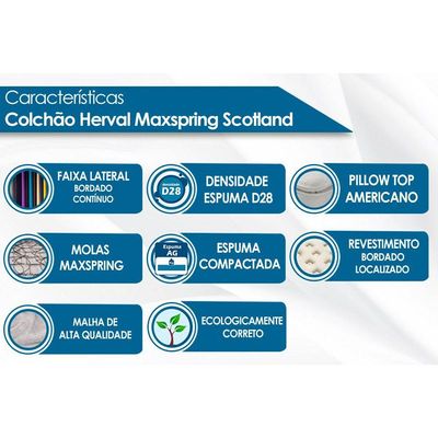 Colchão King Molas Maxspring  Scotland Pillow Top (193x203x33) - Herval