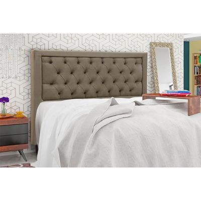 Cabeceira Cama Box Estofada Casal Casal Baronesa Suede Marrom - Simbal