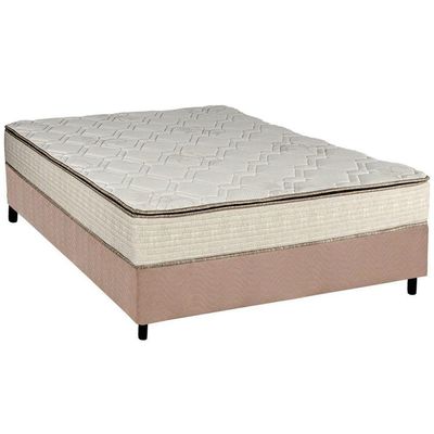 Cama Box Casal: Colchão Molas Bonnel Luckspuma  Montreal Spring + Base CRC Suede Clean(138x188)