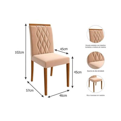 Cadeira Sala de Jantar Juliana Kit 6 Un Madeira/Suede Joli - Cimol