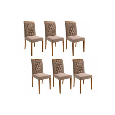 Cadeira Sala de Jantar Juliana Kit 6 Un Madeira/Suede Joli - Cimol