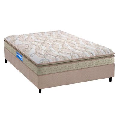 Cama Box Casal: Colchão Espuma D45 Probel  Guarda Costas + Base CRC Suede Clean(138x188)