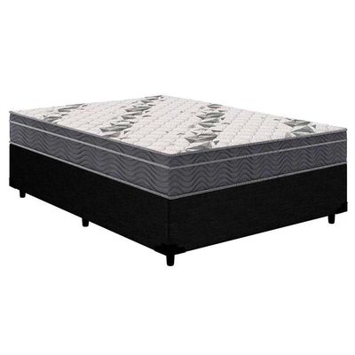 Cama Box Casal: Colchão Anatômico Ortobom D33/EP  Airtech 100 + Base CRC Courano Black(138x188)