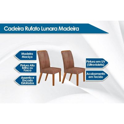 Cadeira Sala de Jantar Lunara Madeira Kit 2 Un Capuccino/Animale Chocolate - Rufato