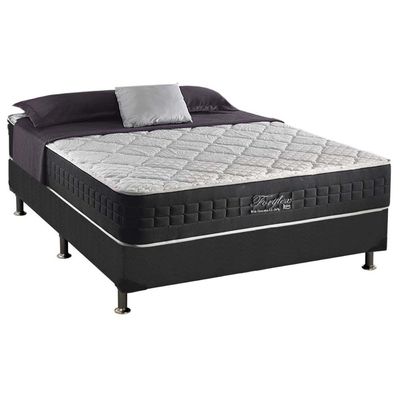 Cama Box Casal: Colchão Molas Anjos MasterPocket Ensacadas Fort Flex + Base CRC Suede Cinza(138x188)