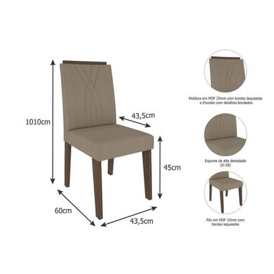 Cadeira Sala de Jantar Nicole Kit 4 Un Savana/Suede Joli - Cimol