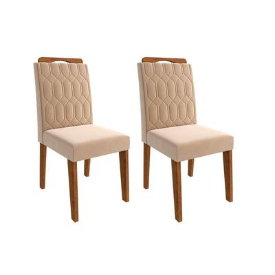 Cadeira Sala de Jantar Paola Kit 2 Un Savana/Suede Nude - Cimol