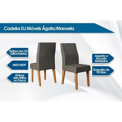 Kit 2 Cadeiras Sala Jantar New Ágata  2 Un Demolição/Veludo Kraft - DJ Móveis