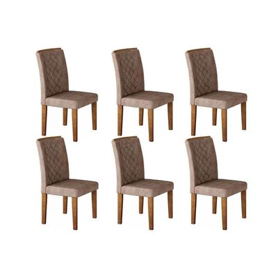 Conjunto: Mesa Sala Jantar Jade Kit 6 Un Imbuia/Animale Chocolate - Rufato