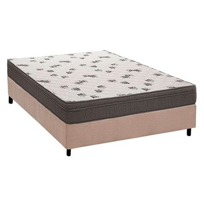 Cama Box Casal: Colchão Espuma D45 Ortobom  Light Ortopilow + Base CRC Suede Clean(138x188)