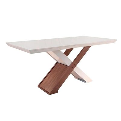 Mesa de Sala Jantar Imperatriz + Tampo Madeirado Reto 180x90cm Imbuia/Off White - Rufato