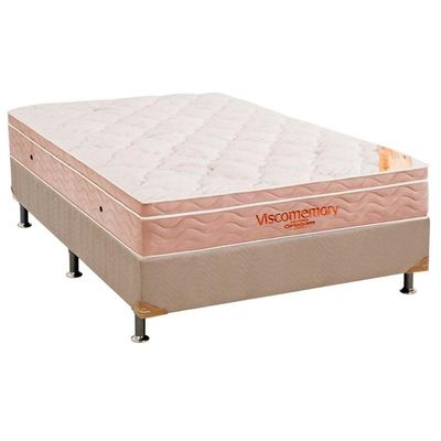 Cama Box Casal: Colchão Espuma Ortobom Apollo Viscomemory Bamboo +  Box Courano Clean(138x188)
